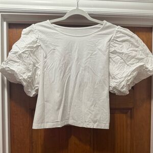 Puff sleeve white top